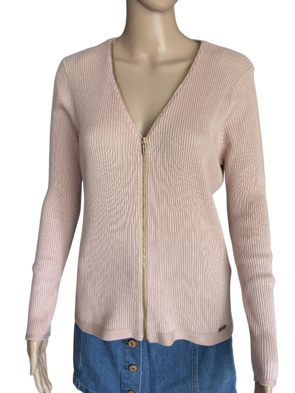 Calvin Klein Pink Zipper Closure Cardigan Size Small